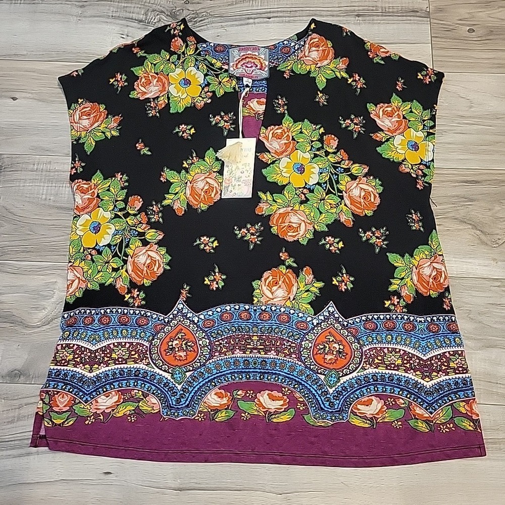 Johnny Was The Janie‎ Favorite Dolman Top Womens Med V-Neck Spark Bohemian Tunic
